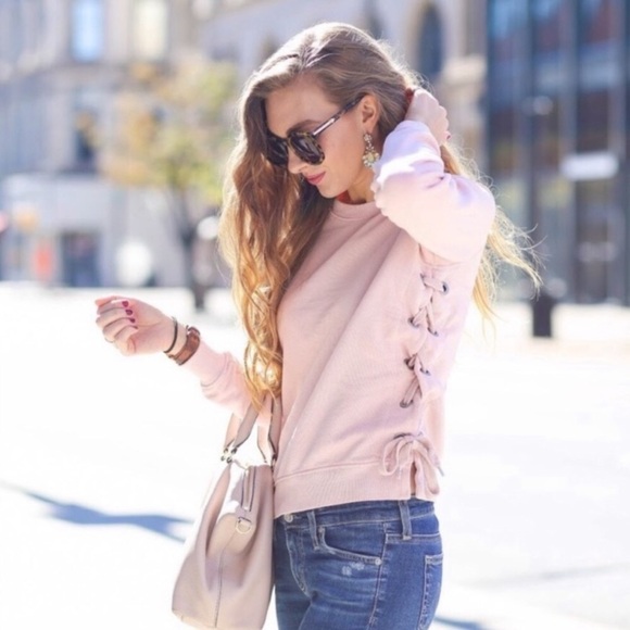 Sincerely Jules “Harper” lace up sweatshirt (XS) - Picture 1 of 12